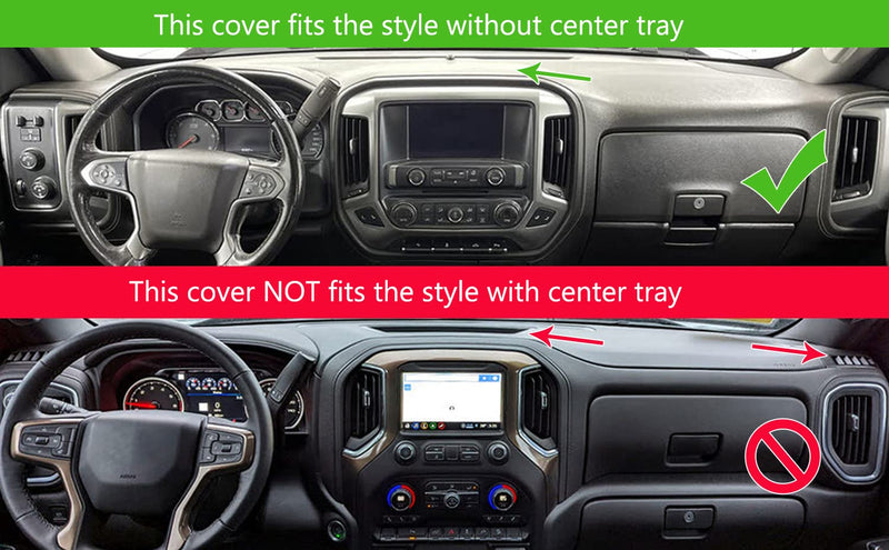 Dash Cover for GMC Sierra/Chevy Silverado 1500 2014-2018(Dark Gray) Y32 | Yiz Dashboard Mat Pad Carpet Fit GMC/ Chevrolet 2500HD 3500HD 2015-2019 Models, w/o Forward Collision Warning 14-18 Gray