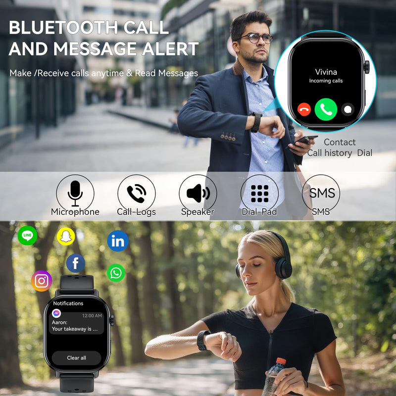 Smart Watch for Men GPS, 2.06"HD AMOLED Military Multisport Fitness Tracker with Bluetooth Call/Compass/Barometer/Altitude 5ATM Water-Resistance Heart Rate/Sleep Monitor, Outdoor for Android iOS Black