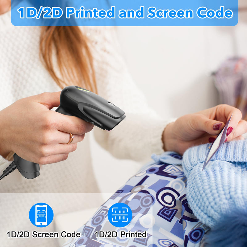 [AUSTRALIA] - Symcode Barcode Scanner with Stand USB Wired Inventory 2D 1D QR Code Scanner with Automatic Hands-Free Scanning Barcode Reader Scanner for Computer POS MAC 