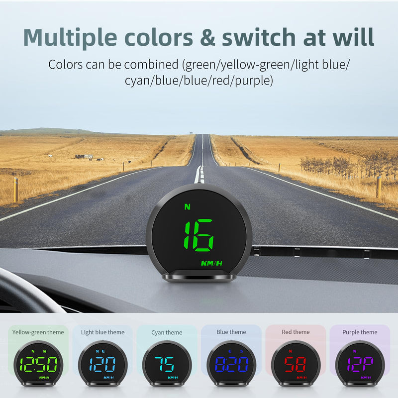 GPS Speedometer HUD, Head Up Display for Cars with Digital Speedometer for Car MPH, Travel Direction Function,Clock,and Overspeed Alarm, Fatigue Driving Alarm,Car Heads Up Display for All 5V Vehicles