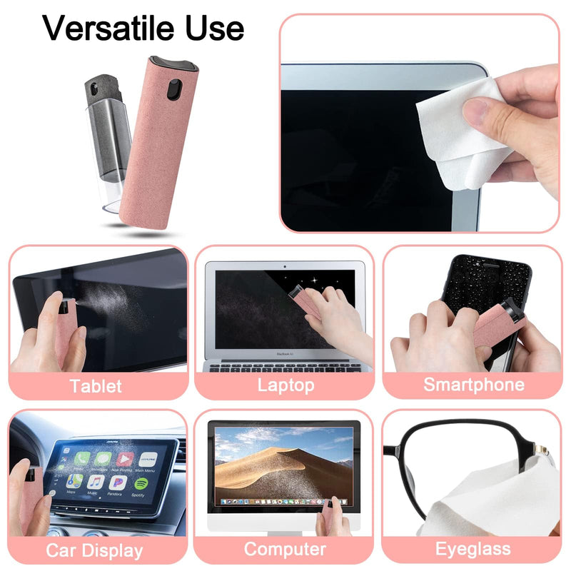 [AUSTRALIA] - 2 Pack Screen Cleaner Spray and Wipe for Laptop Monitor and Car Screens, Phone Touchscreen Mist Cleaning Kit for Cellphone, Tablet, PC, Computer, LCD, Eyeglass, iPhone, iPad, Mac Pro - Grey and Pink Grey, Pink 