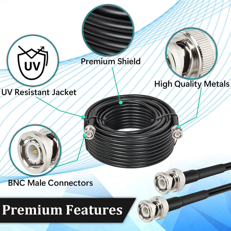 [AUSTRALIA] - MOOKEERF BNC Cable 30ft,Low Loss KMR240 BNC Male to Male Coax Cable 50 Ohm for Antennas, RF Radios, Modems, Oscilloscopes, Spectrum, Signal Generator, etc 