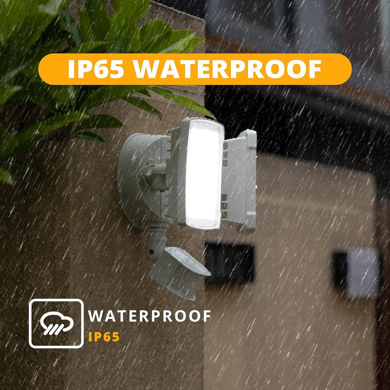 UME 19W LED Security Lights Motion Sensor Light Outdoor, 2000LM Motion Flood Light, 5000K, IP65 Waterproof, 2 Adjustable Head Motion Detector Security Light for Exterior,Outside,Garage,Yard(White) 1pack White