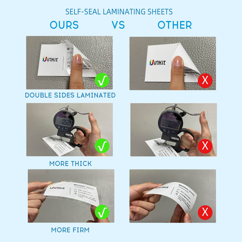 Uinkit Self Sealing Laminating Pouches Self Adhesive Laminating Sheets for Cards 2.6x3.9inches 50Pack 10Mil Thick Gloss Finish No Machine Need (2.6x3.9Inchesx50Pack) 2.6x3.9Inchesx50Pack