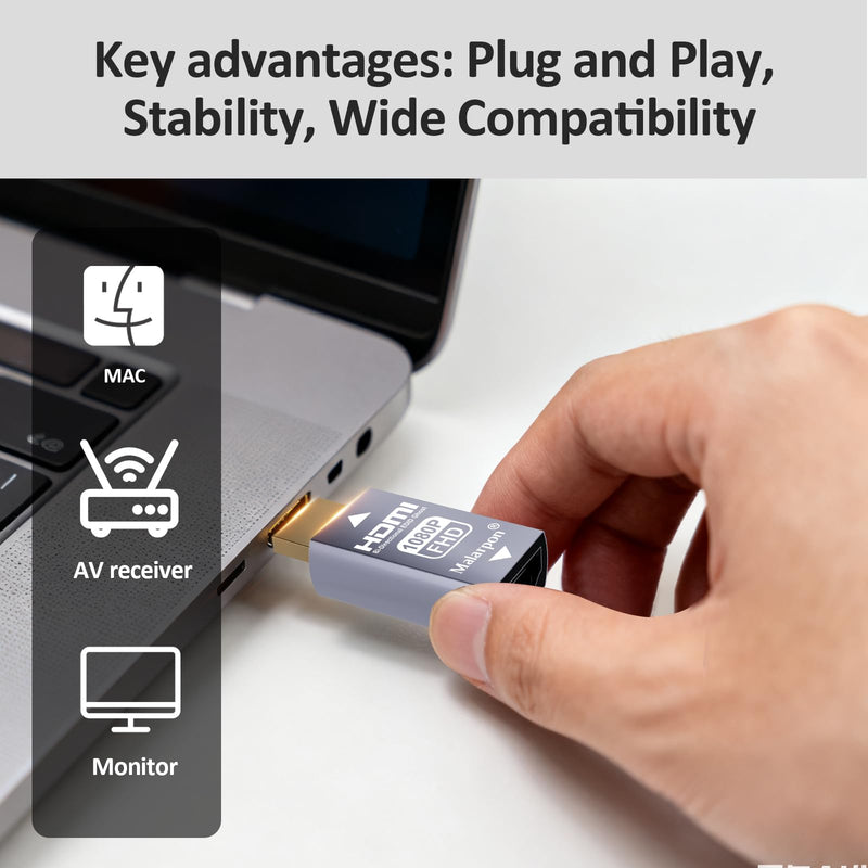 Hdmi Edid Emulator Passthrough 3rd Generrtion Aluminum fit Headlesskeep The EDID of The Monitor Active Switches and Extenders 1920x1080@59Hz 3P HDMI EDID 1080-3P
