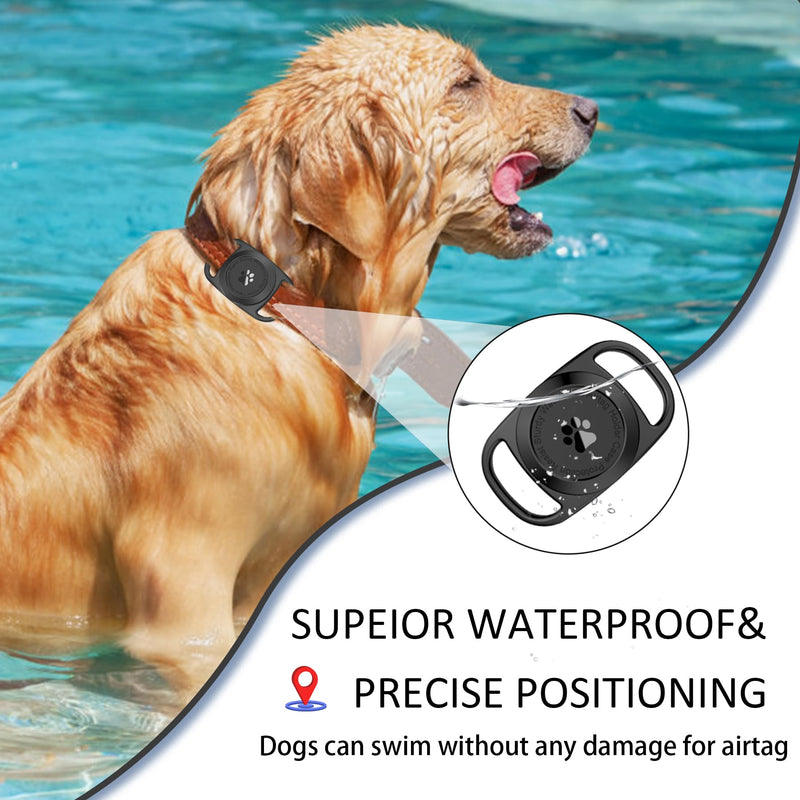 [AUSTRALIA] - Airtag Dog Collar Holder, [1 Pack] Waterproof Protective Case for Apple AirTag, Durable & Lightweight with Full-Body Protection, Soft Silicone, Black 1 Pack-Black 