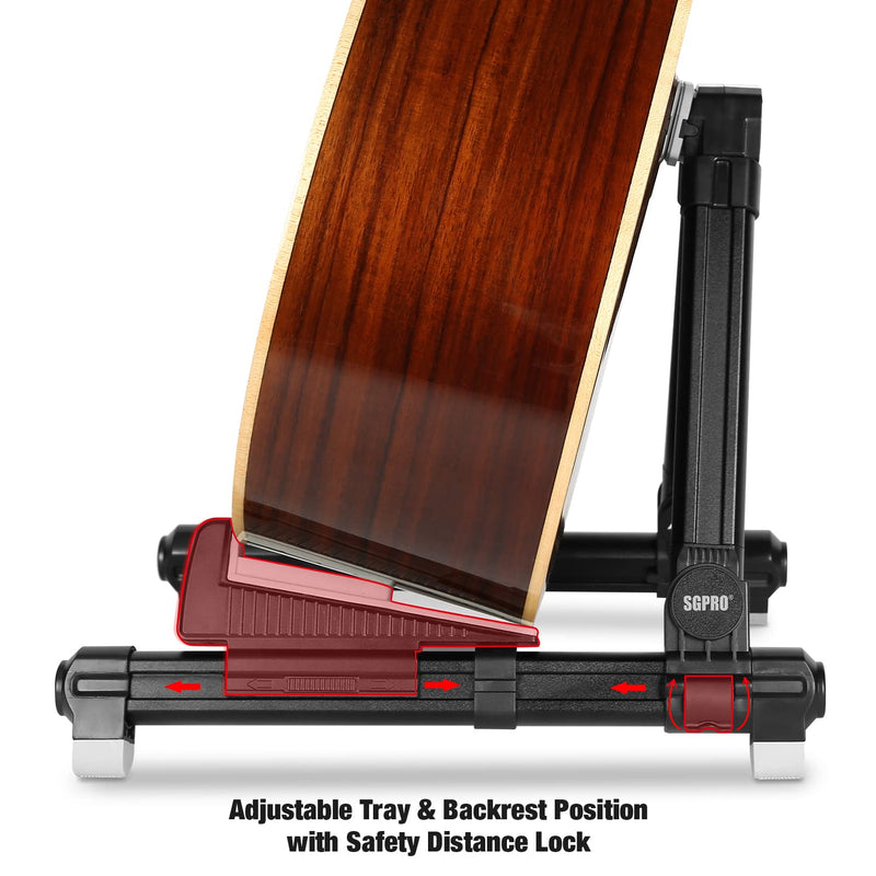 Guitar Stand Floor With Tray & Backrest - Adjustable Instrument Stand for Electric, Acoustic, Bass, Classical Guitars, Ukulele, Mandolin, and Banjo - Superior Material & Design