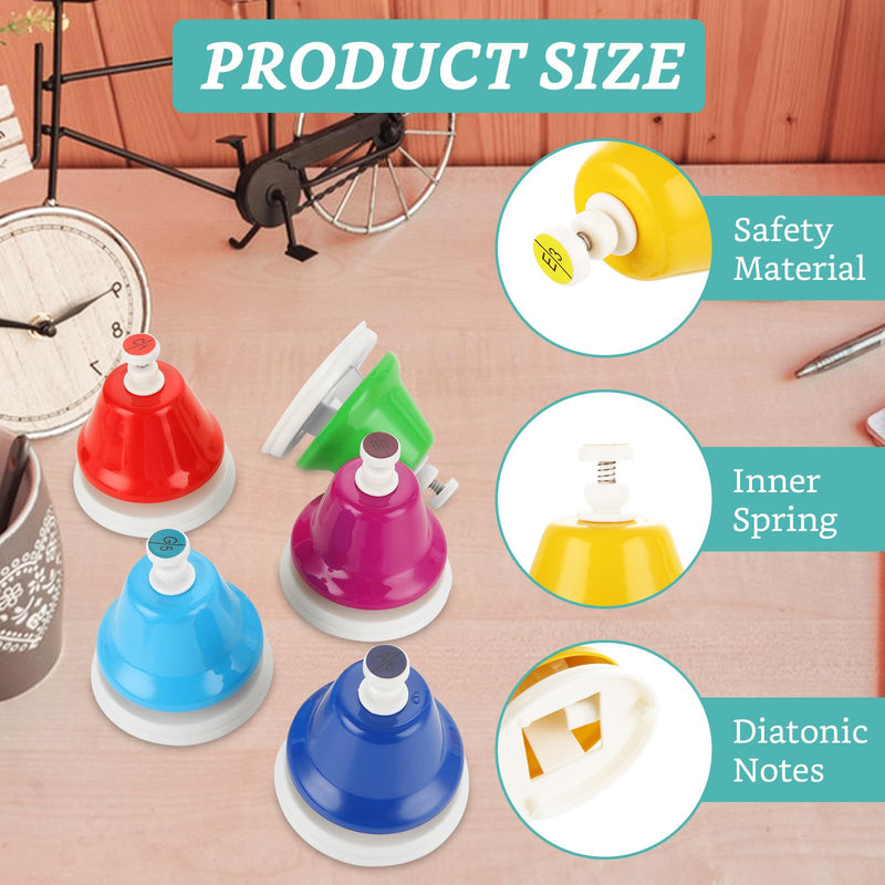 8 Pcs Rainbow Desk Bells, 8 Notes Diatonic Metal Musical Bells, Musical Bells Musical Learning for Musical Teaching Church