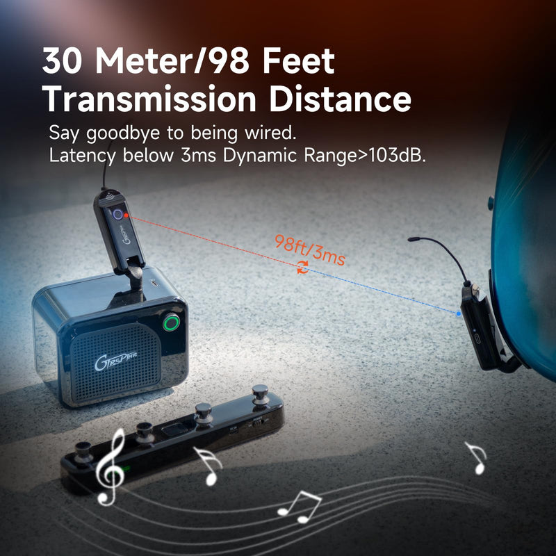 [AUSTRALIA] - MOOER GWU4 UHF Wireless System Transmiter Reciever, 4 Channels Rechargeble for Electric Guitar, Instrument, Bass, Amp black 