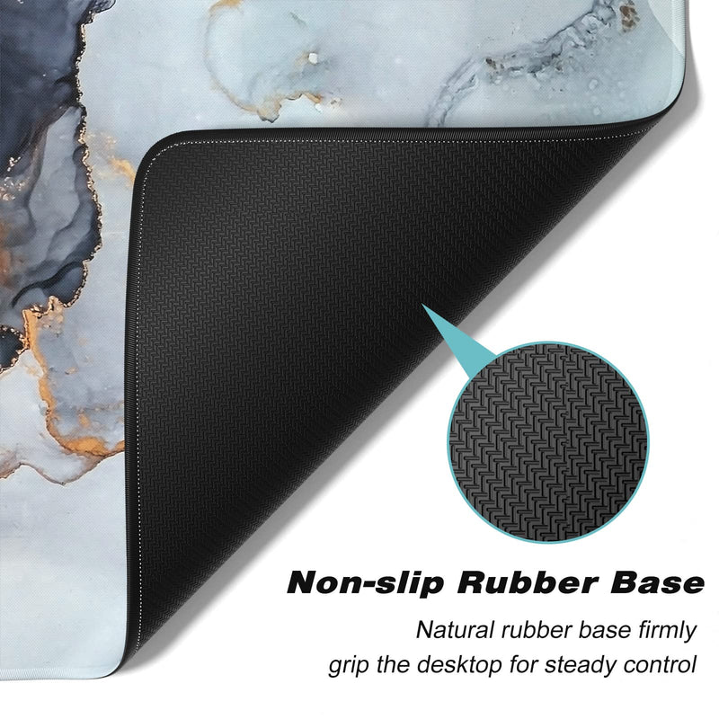 Atufsuat Extended Large Mouse Pad, XXL Gaming Desk Pad 31.5 x 15.7 Inch, Big Computer Keyboard Mousepad, Waterproof Mouse Mat with Stitched Edges and Non-Slip Base for Office Gaming, Gray Ink Marble