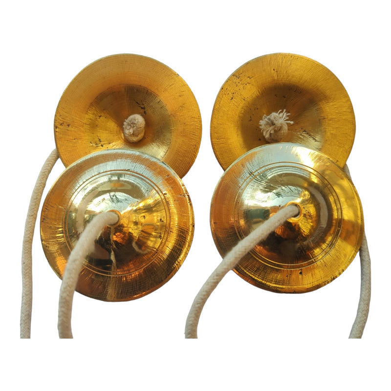 Brass Manjeera Manjira Brass Cymbals (3 x 3 inch 250 Gram) Hand Cymbal Metal Clapper for Puja