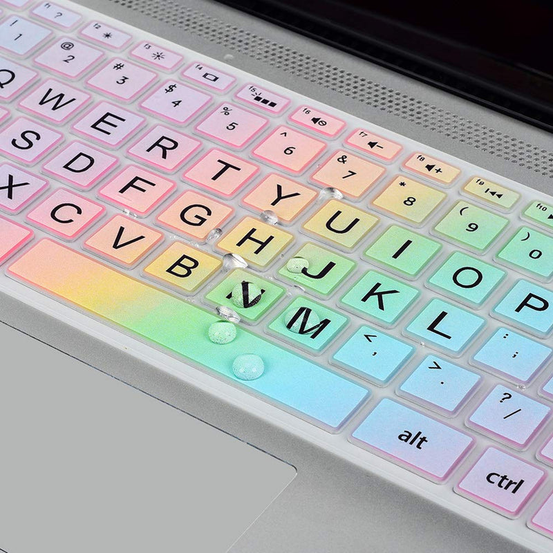 Keyboard Cover for HP Pavilion X360 14" & HP Laptop 14 14-dq 14-fq 14-dk 14m-dh 14-cd/ce/cf Series 14-cf0006dx/cf0012dx 14-dk0002dx 14-dq0011dx/dq1037wm/dq1089wm 14-fq0040nr/fq0050nr Keyboard Skin Colorful Rainbow