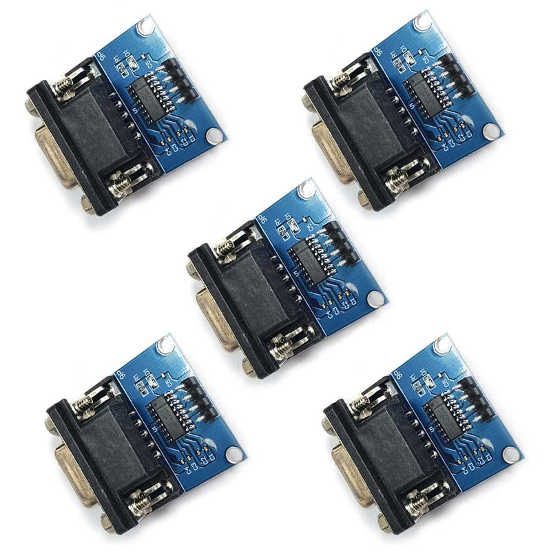 Kiro&Seeu 5pcs MAX3232 Root Module Connector Chip RS232 to TTL Female Serial Port to TTL DB9 Converter Board Compatible with Equipment Upgrades Like DVD Ar-duino Raspberry Pi(S232TOTTL-MD-5pcs)