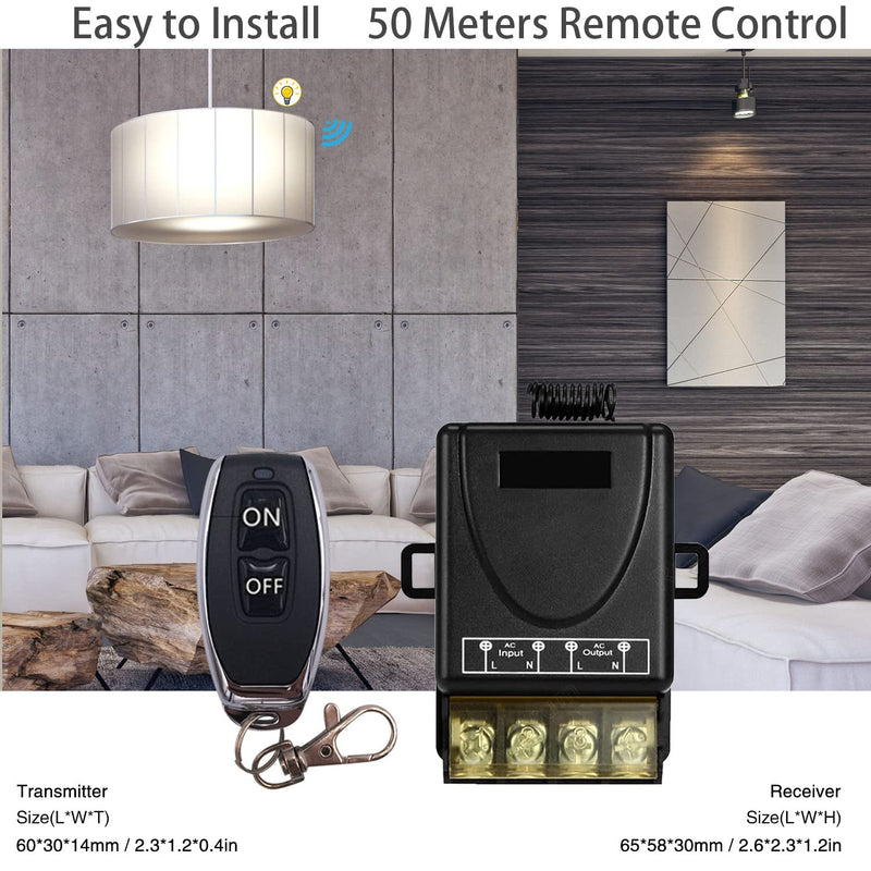 DieseRC 433Mhz Wireless Remote Control Switch AC 110V 120V 240V 220V 30A Relay Receiver with 2 Transmitters for Light Water Pump Household Appliances Farm Irrigation and Electrical Equipment