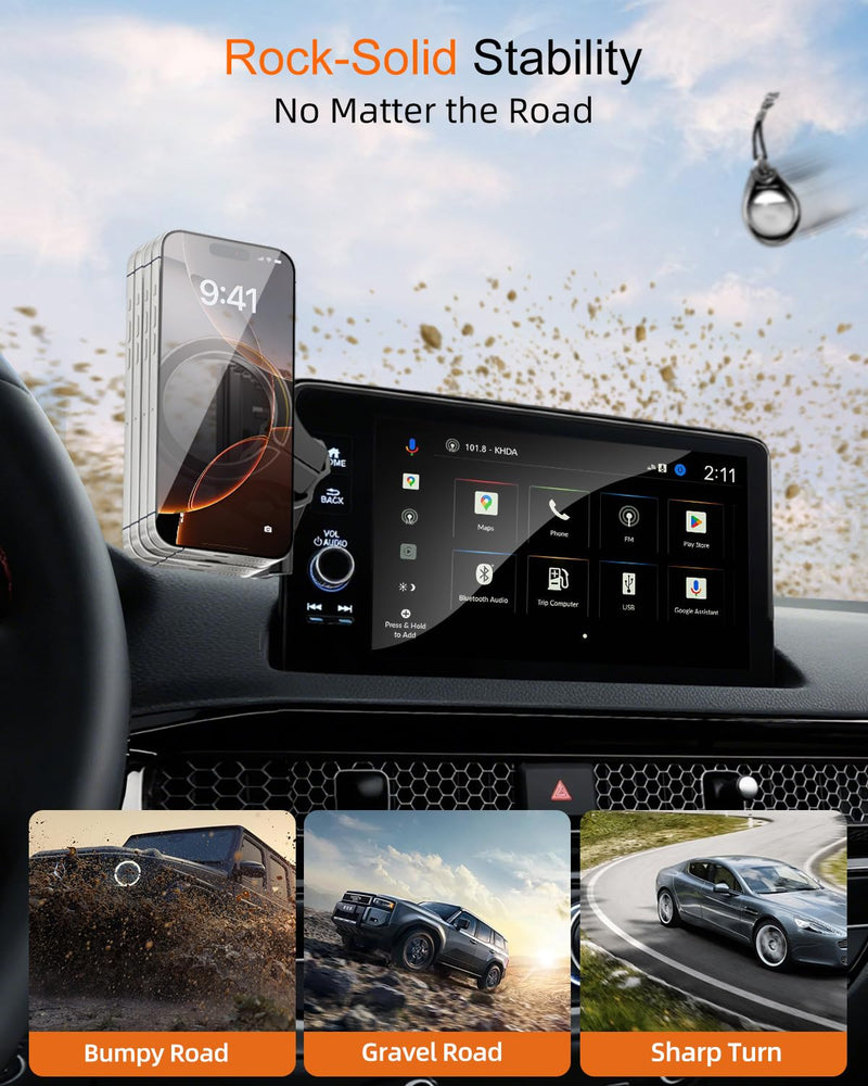 pop-tech Magnetic Phone Holder for Honda Civic 11th Gen 2022 2023 2024 2025 2026, 360° Car Screen Phone Mount Made for Civic Hatchback Sedan Touchscreen, Compatible with Magsafe iPhone Accessories for 2022-2026 Civic