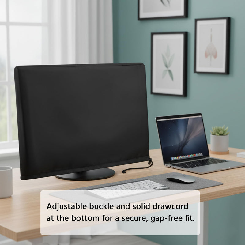 Monitor Dust Cover Heavy Duty Anti-tear Full Body Protective Case Universal for 38-40" Computer LED LCD Screen Wih Adjustable Bottom Tight Rope Black -39Wx18Hx3.5D in 38"-40" in