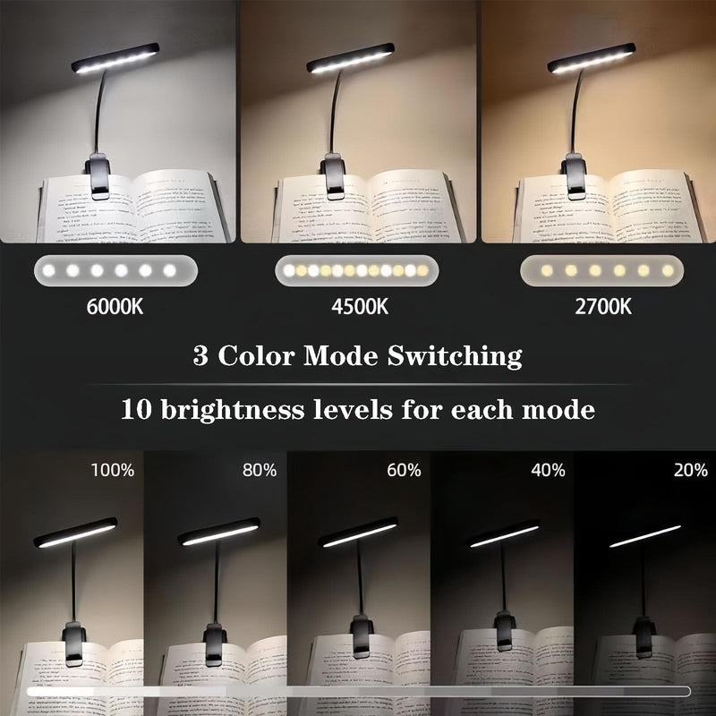 Battery Operated Clip LED Reading Lamp, Adjustable Arm Eye Protect Small Portable Desktop Night Light for Bedroom Study Use