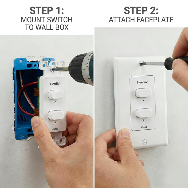 [AUSTRALIA] - Herdio in-Wall Speaker Selector Switch - 2 Channel Home Audio Speakers Controller for Pair of Speakers - Support 120W Peak Power Per Channel 