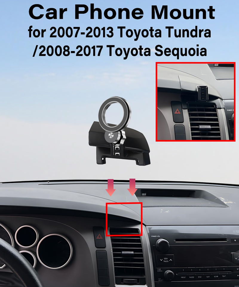 Car Phone Holder for Toyota Tundra 2007-2013 /Sequoia 2008-2017 Accessories Compatible with MagSafe Hands-Free 360° Rotation Adjustable Cell Phone Mount Does Not Affect Air Vent