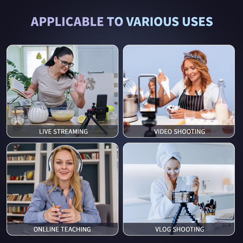 Wireless Lavalier Microphone for iPhone Android Camera with Furry Windproof Covers, Dual Lavalier Microphone for Interviews, Live Streaming, YouTube, TikTok, Plug-Play, 3-in-1 Receiver 3 in 1