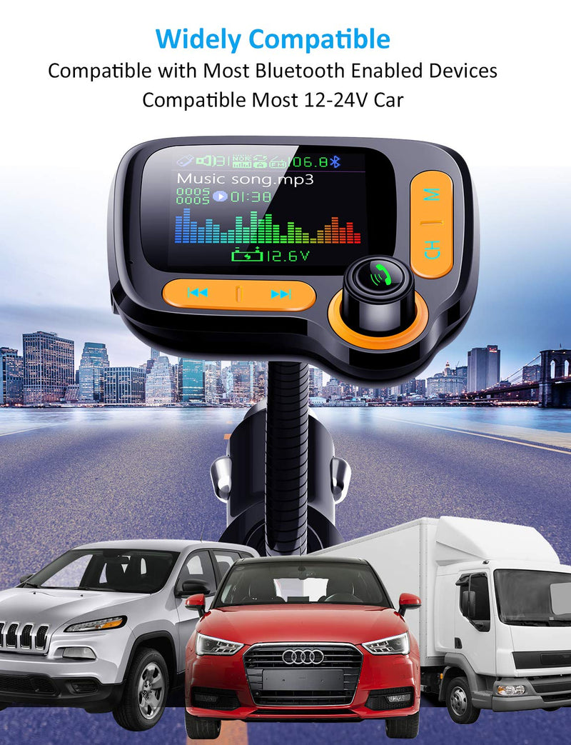 [AUSTRALIA] - TSNAM Bluetooth FM Transmitter Car Adapter,Support Wireless Handsfree Call and MP3 Music/APP Audio Play,1.8" Color Screen,3 USB Charger,3.5mm AUX Port,Compatible with iPhone,iPad,Samsung and More 