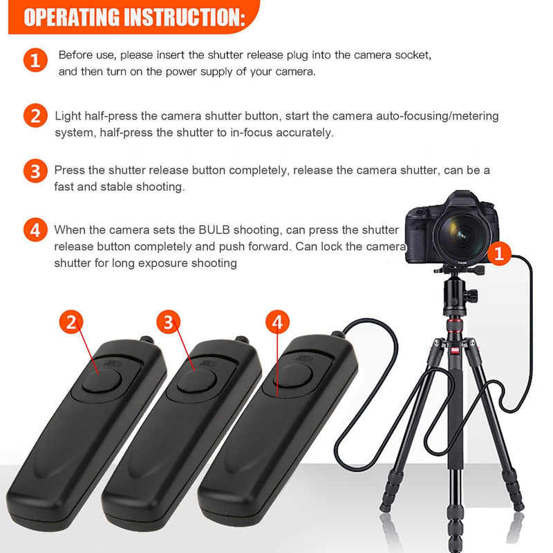 MC-DC2 DSLR Remote Switch Shutter Release Cord for Z6/Z7 D7500 D750 D7200 D7100 D7000 D610 D600 D5600 D5500 D5300 D5200 D5100 D5000 D3300 D3200 D3100 D90 DF P7700 P7800 A/ V1