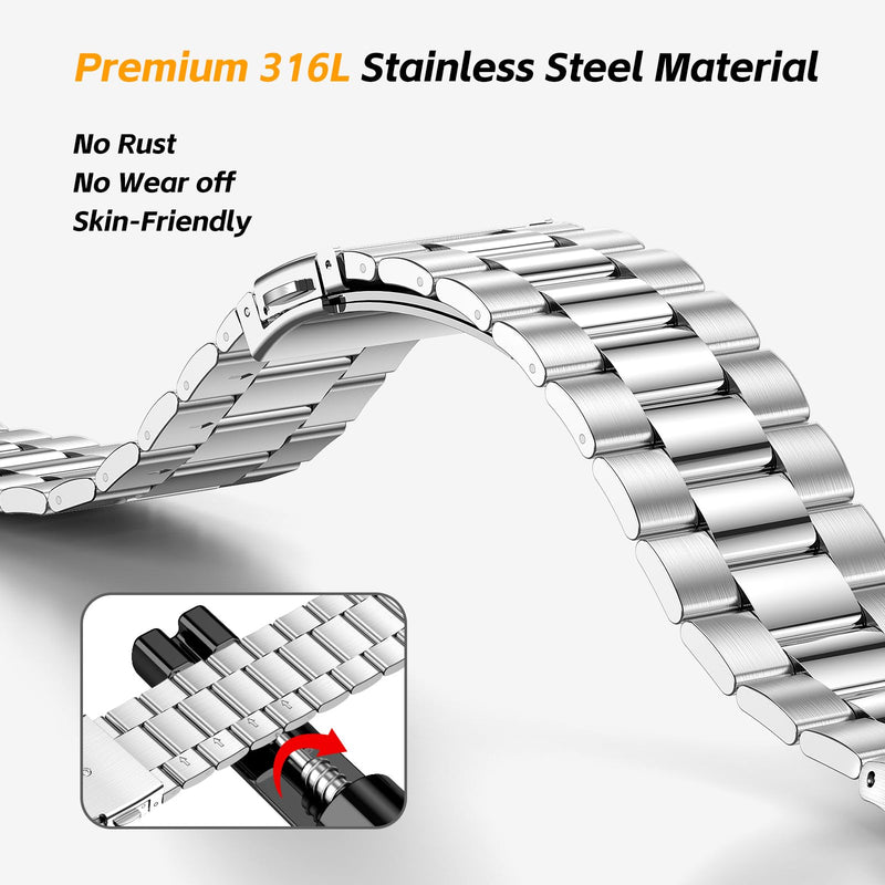 SUPLINK for Galaxy Watch Ultra Bands/Galaxy Watch Ultra 2 Band 47mm for Men | Stainless Steel Rugged Case with Bands Protective Bumper for Samsung Galaxy Watch Ultra 2/1 Accessory (2026/2025/2024), Gold Silver-2 47mm(Galaxy Watch Ultra)