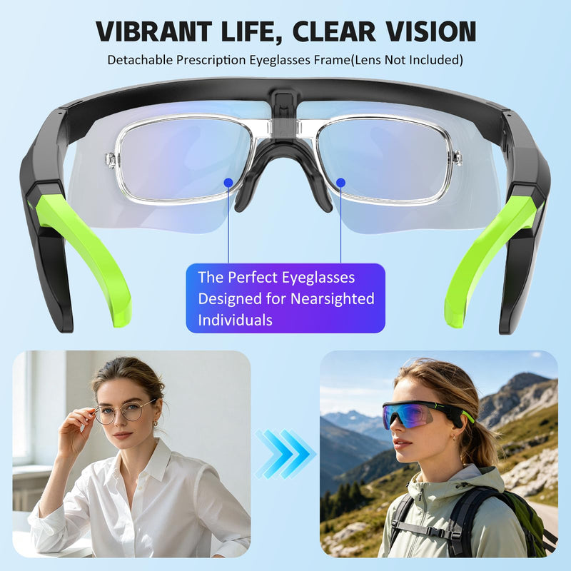 Wireless Audio Glasses with Open-Ear Sound, Bluetooth 5.0, Lightweight Frame, Transparent Gradient PC Lenses, 120mAh Battery, Up to 6H Playtime, Fast Charging, for Outdoor & Daily Use