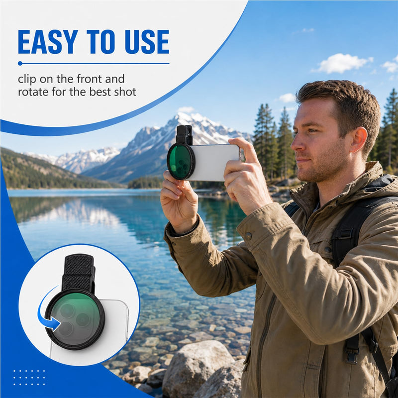 Cpl Filter iPhone,Polarized Lens for iPhone,iPhone Polarizing Filter,Polarizing Lens,Premium 52mm Cpl Filter,Widely Compatibility,for iPhone, Samsung Galaxy, and Google Pixel