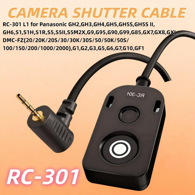 [AUSTRALIA] - for Panaso Cable RC301-L1 Remote Camera Small Shutter Release Remote Control 59 "Extended Cable Remote Wired Button GH3 GH4 GH5 GH6 S5 S5II G85 G9 GXL S1R -114(RC301-L1 GH 59in/1.5m) 