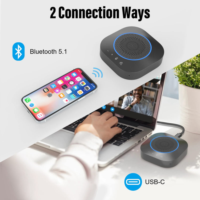 Bluetooth Speakerphone, Conference Speaker with Mics, 360°Enhanced Voice Pickup, Bluetooth 5.1, AI Noise Reduction Echo Cancellation, USB C, Conference Microphone for Home Office