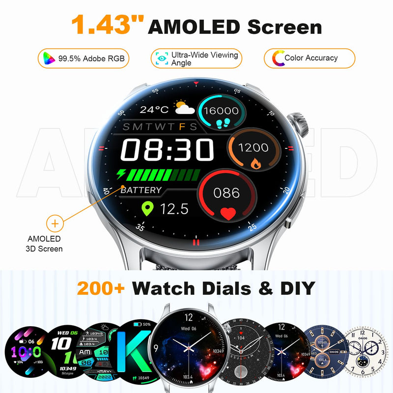 Smart Watch for Men Women Fitness: Make Answer Call Running Digital Mens Watches Waterproof Smartwatch Android Phone iPhone Samsung Compatible Step Pedometer Tracker Heart Rate Sleep SpO2 Monitor