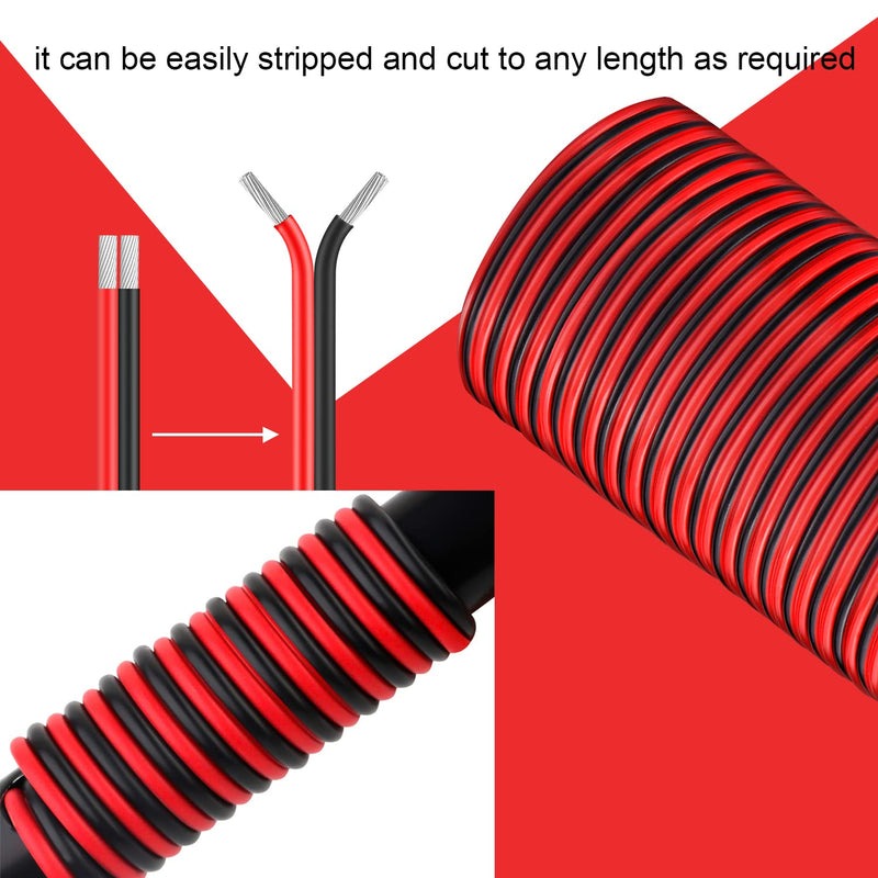0.75 mm² 18 AWG Electric Wire Hook-up Cable Total 60 Metres [30 Metres Black and 30 Metres Red], Copper-Coated Aluminium Copper Cable, 12 V/24 V DC Cable 18AWG(0,75 mm²/30M)-PVC