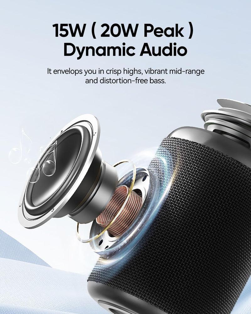 Portable Bluetooth Speaker with Lights,Powerful Crystal Clear Sound,IPX5 Waterproof,All Day Playtime,AUX&TF-Card Input,Bluetooth 5.3,TWS Paring,Small Wireless Speaker for Outdoor,Gift Ideas Black