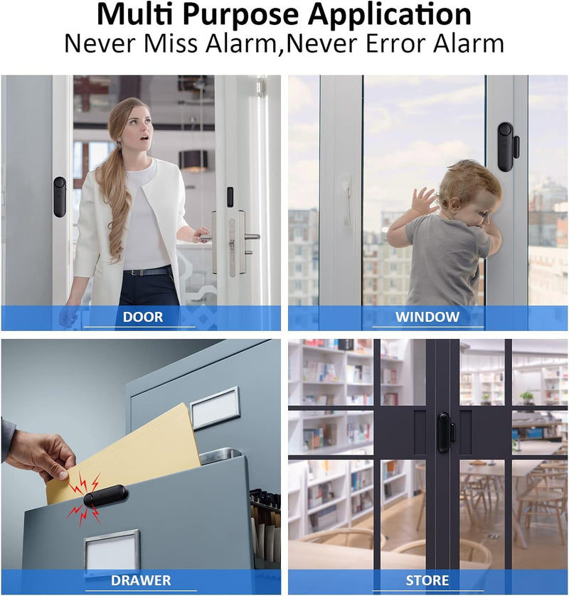 [AUSTRALIA] - 5-Pack Window Alarms for Home Security, 120dB Door and Window Open Sensor Chime for Kid Safety, Pool Safety, Sliding Door, DIY Protection, Easy Installation,Ideal for Home,Garage,Apartment,Black 