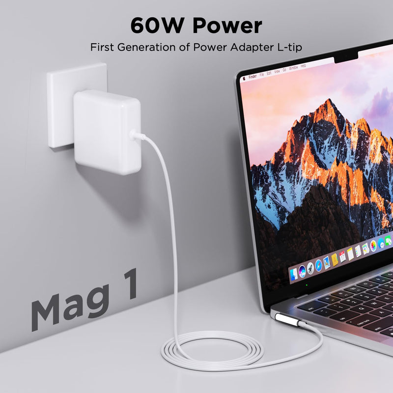 60W Charger for MacBook Pro，60W Magnetic1 L-Tip Power Adapter Charger Replacement for MacBook Pro 13 inch (Before Mid 2012 Models)