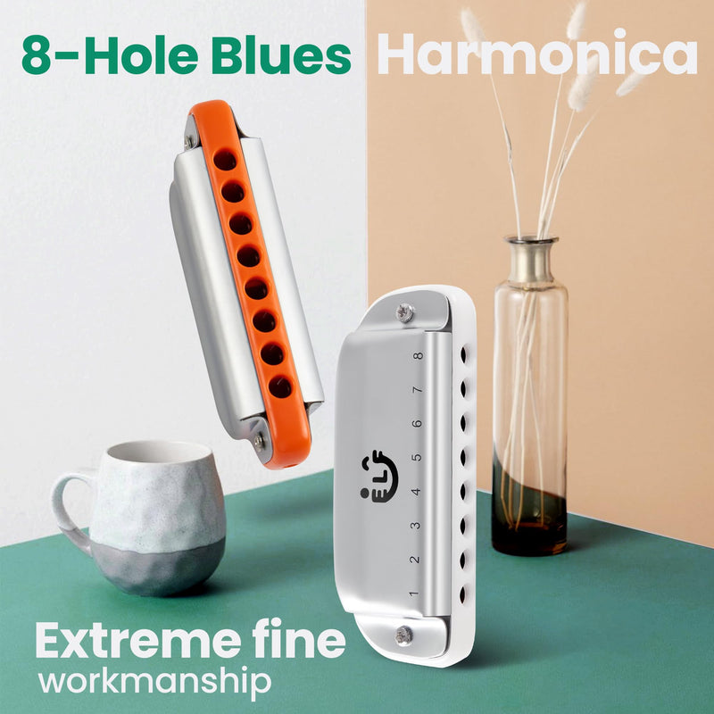 [AUSTRALIA] - CONJURER 8 Hole Blues Harmonica for Students Adult, C Key Diatonic Harmonica Mouth Organ for Beginners Professionals, with Exquisite Case, Musical Instrument, as a Gift, Orange 