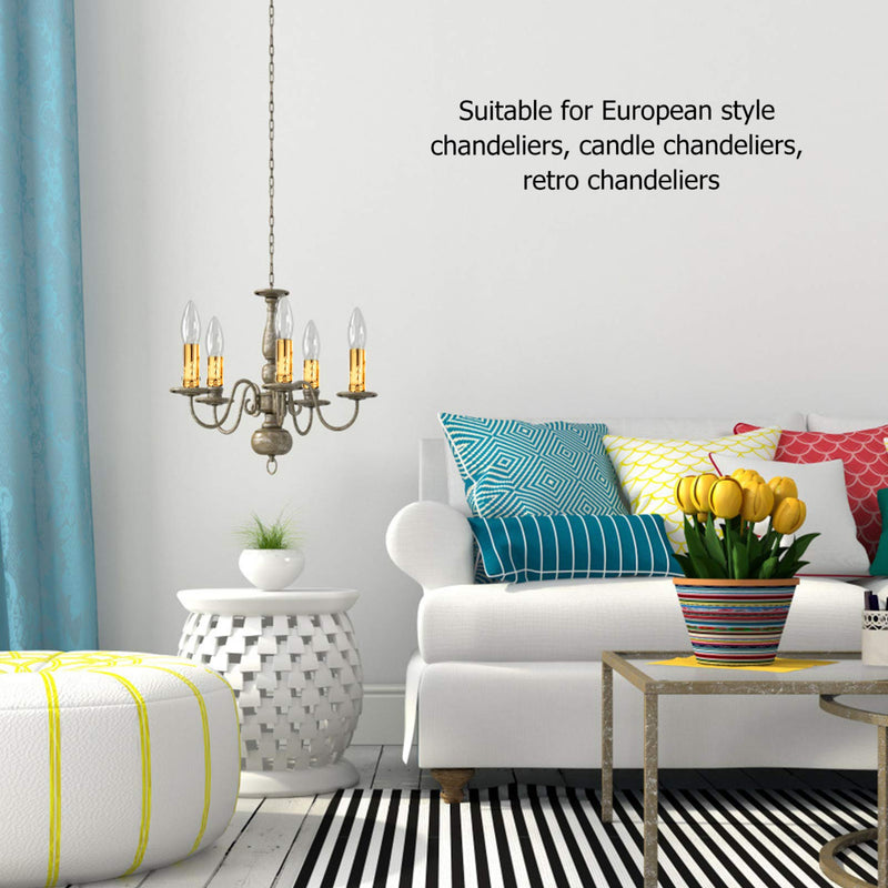 [AUSTRALIA] - OSALADI Pack of 6 E14 Candle Holder Sleeves Iron Candle Lamp Holder Cover Metal Chandelier Light Cover Candelabra Base Golden 