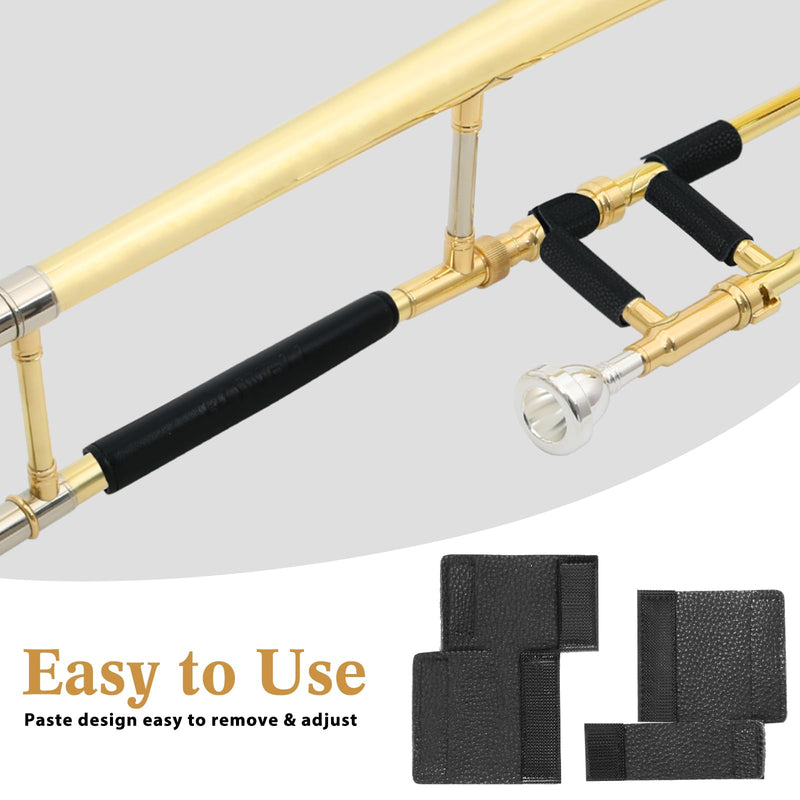 ROWELL Trombone Guard Set Trombone Leather Hand Guard and Neck Guard 6.85 inch Trombone Neck Guard Pad,2 Pcs Trombone Finger Guard for Alto Trombone Thickened Non-slip Trombone Guard Set for Beginner