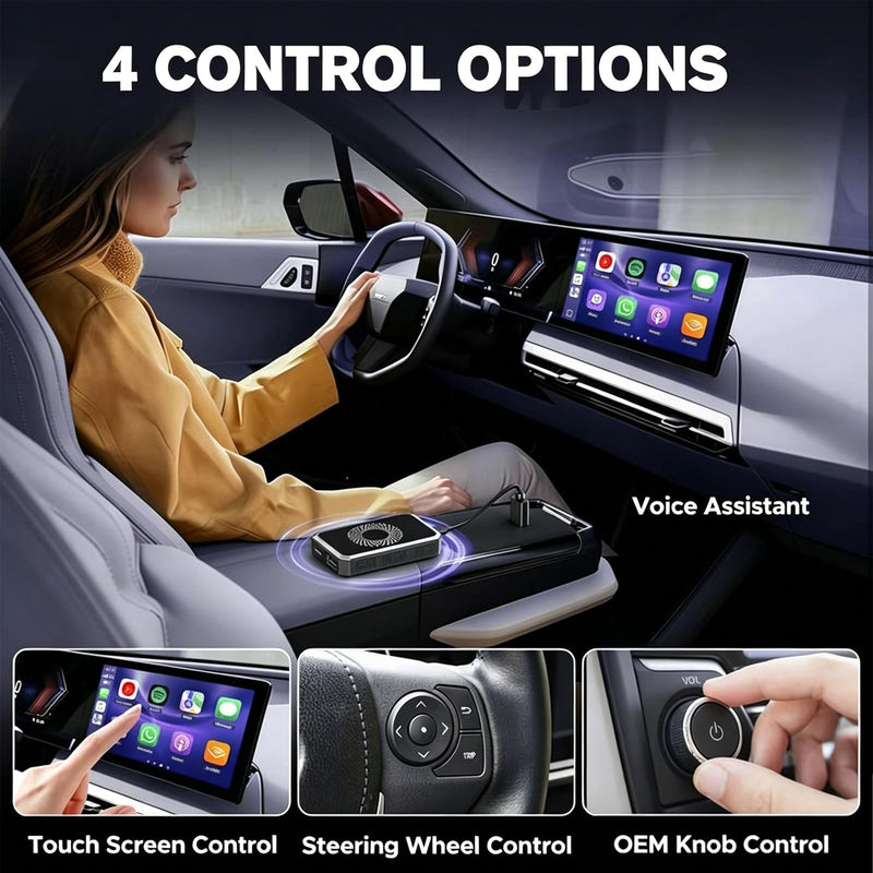 3-in-1 Wireless CarPlay & Android Auto Adapter Magic Video Box Stream for Netflix YouTube TikTok with USB Drive Plug Play for Wired CarPlay Android Auto Cars