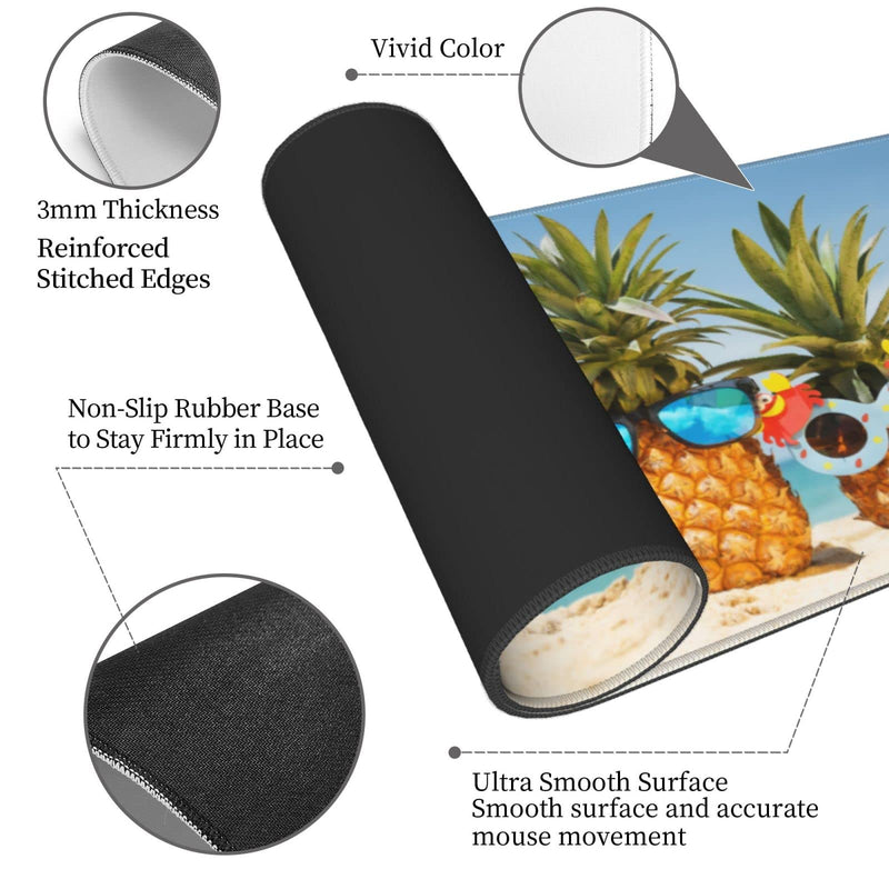 Pineapple Mouse Pad Stitched Edge XL Large Mousepad 31.5" X 12" Rubber Base Non Slip Desk Mat for Laptop Pc Computer Gaming Pineapple