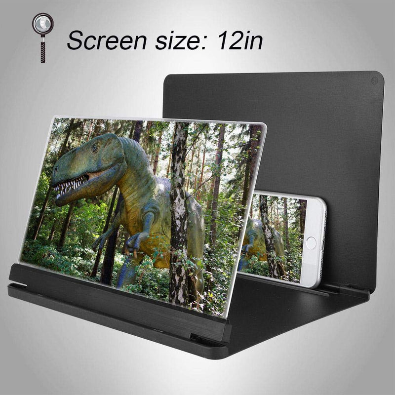 12 inch Cell Phone Screen Magnifier Enlarger, 2-4 Times 3D HD Mobile Phone Screen Magnifier for Smartphone Video Movie Amplifier for Home Travel Camping