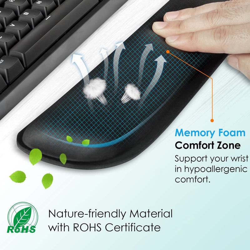 KTRIO Ergonomic Mouse Pad with Wrist Support, Comfortable Keyboard Wrist Rest, Memory Foam Wrist Pad for Keyboard, Mouse Pad Sets for Easy Typing & Pain Relief for Computer, Office & Home, Black 2-in-1 (17.5" x 8.6")