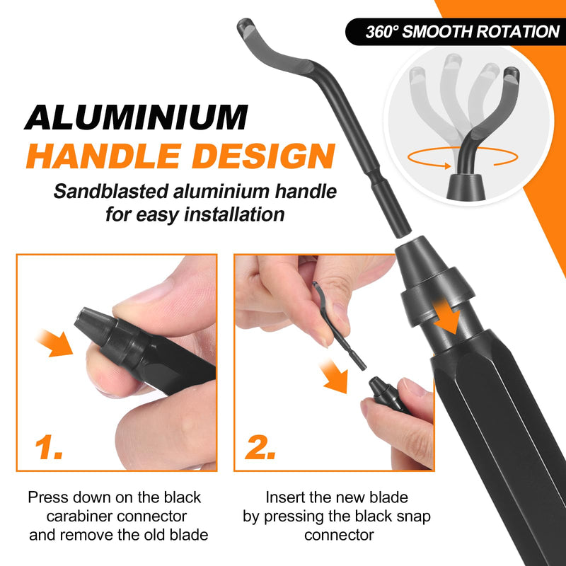 Gueenky Deburring Burr Remover, 360° Rotating Deburring Tool Metal Hand Deburring Tool with 11 Pieces Replacement Blades Deburring Tool for 3D Printer Metal Plastic Aluminium Stainless Steel