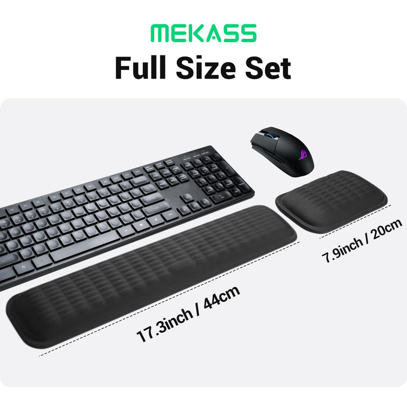 MEKASS Ergonomic Wrist Rest for Keyboard and Mouse, Soft Memory Foam Keyboard Wrist Rest Set with Non-Slip Silicone Base, Easy Typing, Pain Relief, Comfort for Office, Work, Gaming (Classic Black)