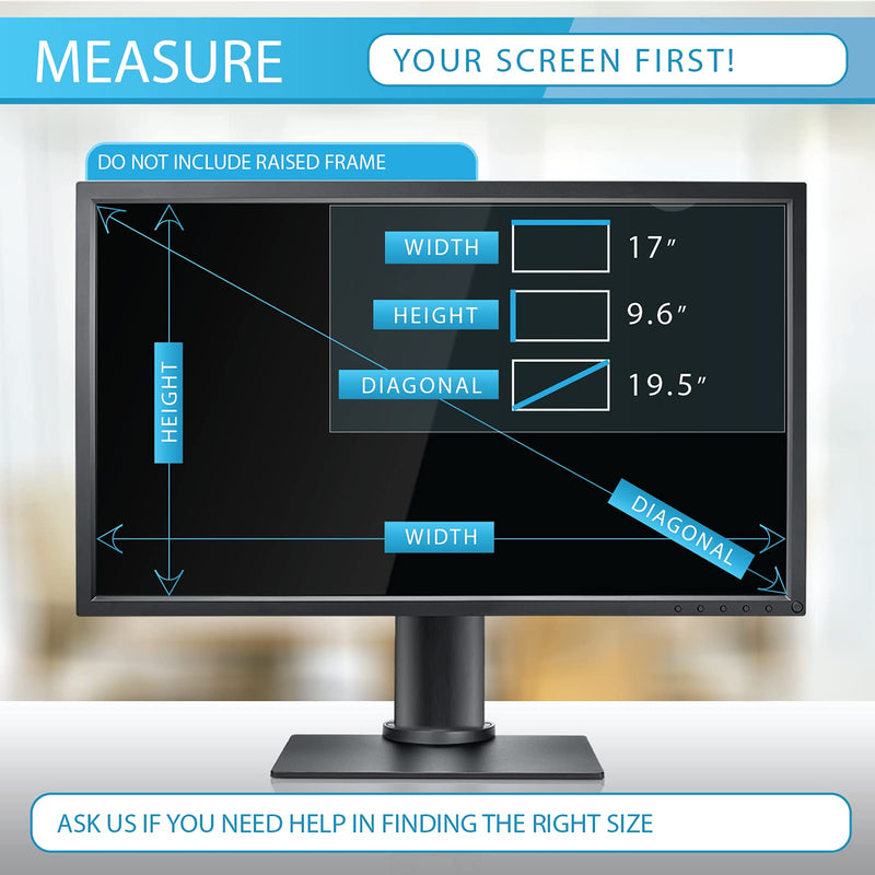 Premium Anti Blue Light and Anti Glare Screen Protector (2 Pack) for 19.5 inches Monitor with Aspect Ratio 16:9. Easy and Bubble Free Installation
