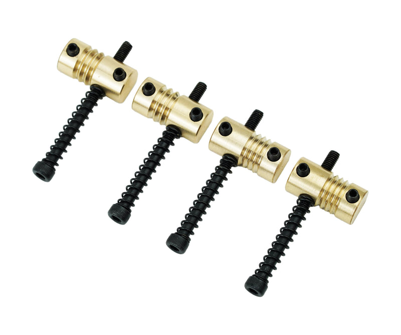 Guyker Bass Bridge Saddles, String Pitch 19mm Brass Compensated Saddles with Wrench Replacement Part (Set of 4, Gold)