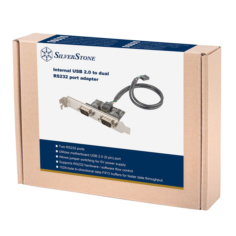 SilverStone Technology ECD01 Internal USB 2.0 to Dual RS232 Serial Port Adapter, SST-ECD01