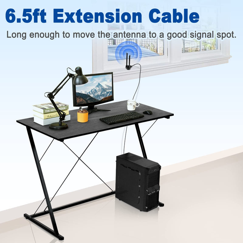 Eightwood Dual Band WiFi Antenna 2.4GHz 5GHz RP-SMA WiFi Antennae | 6.5ft Extension Cable, for PC Desktop Computer PCI PCIe WiFi Bluetooth Card Motherboard Wireless Network Router 8dbi wifi antenna