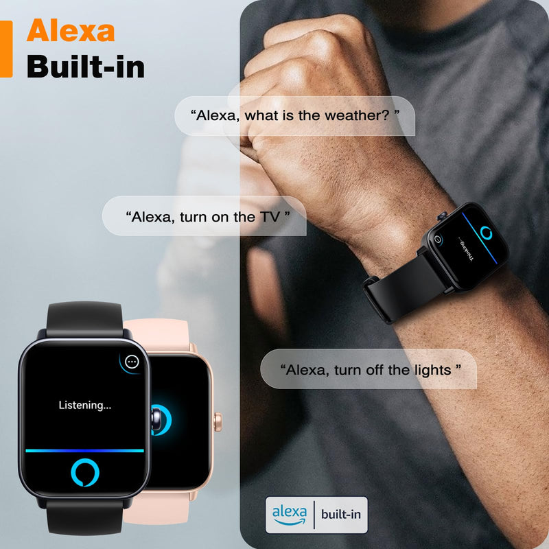 Fitpolo Smart Watch 1.8" Touchscreen Fitness Tracker Watches Blood Oxygen Heart Rate Monitor,Calls,Alexa Built-in, Sleep Calorie Step Counter Waterproof Activity Trackers for Android iPhone